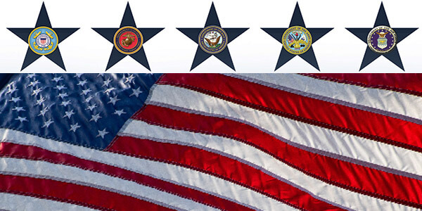 American flag and military logos